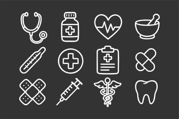 A Collection of Line Art Medical Icons