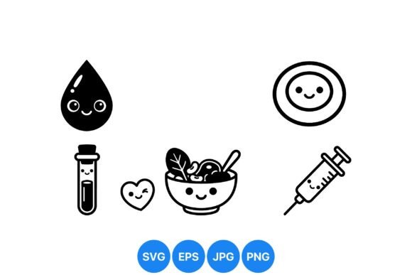 Cute Medical Health Icons Vector