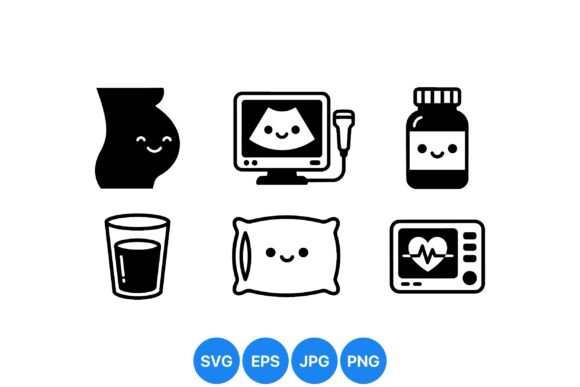 Cute Pregnancy Medical Icons