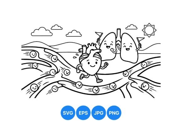 Cute Running Heart and Lungs SVG