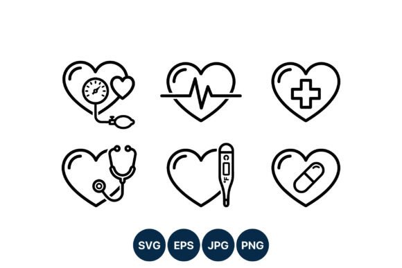 Heart Medical Icons Vector Set
