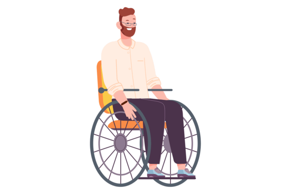 Injured Man in Wheelchair. Medical Patie