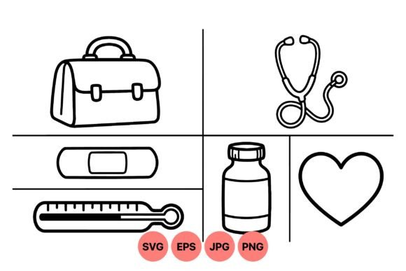 Medical Icon Line Art Designs