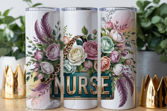 Nurse Floral Bouquet Tumbler Wrap
