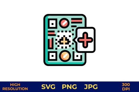 QR Code Plus Medical Prescription Vector