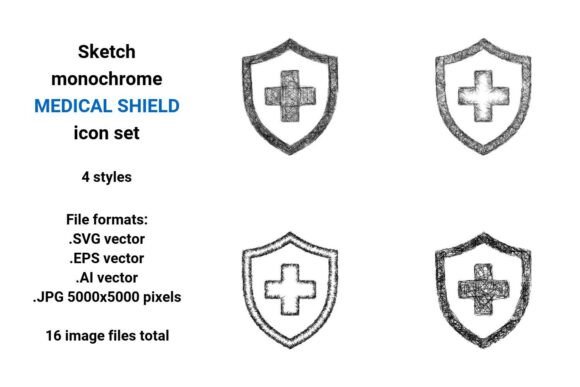 Sketch Medical Shield Icon Set
