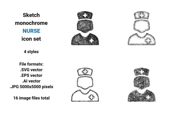 Sketch Nurse Icon Set